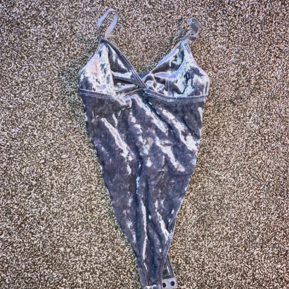 NEW Grey velvet bodysuit